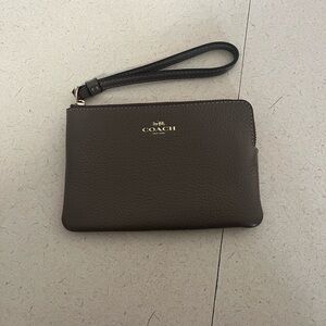 Coach Olive/Khaki Leather Wristlet